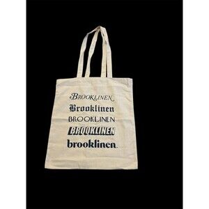 NEW! Brooklinen Brooklyn Classic Eco Cotton Tote Bag Beige Blue Logo